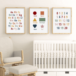Educational Posters-Alphabets,Shapes & Numbers (Set of 3)