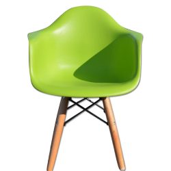 KIDS ARMCHAIR GREEN- WITH WOOD BASE