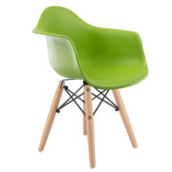 KIDS ARMCHAIR GREEN- WITH WOOD BASE