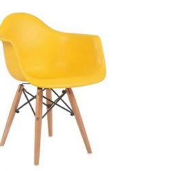 KIDS ARMCHAIR – YELLOW WITH WOOD BASE