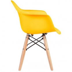 KIDS ARMCHAIR – YELLOW WITH WOOD BASE