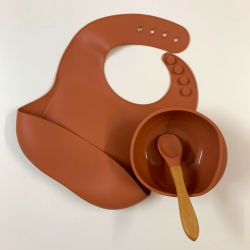 Silicone Bowl + Bib + Spoon – Spiced Orange