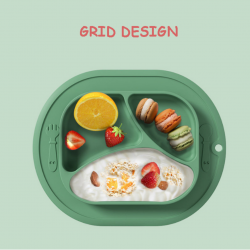 2 in 1 Safe Silicone Divided Placemat Plate – Orange