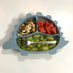 Dino Silicone Sectioned Plate – Blue