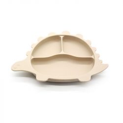 Dino Silicone Sectioned Plate – Beige