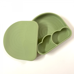 Rainbow Plate with Lid: Olive Green